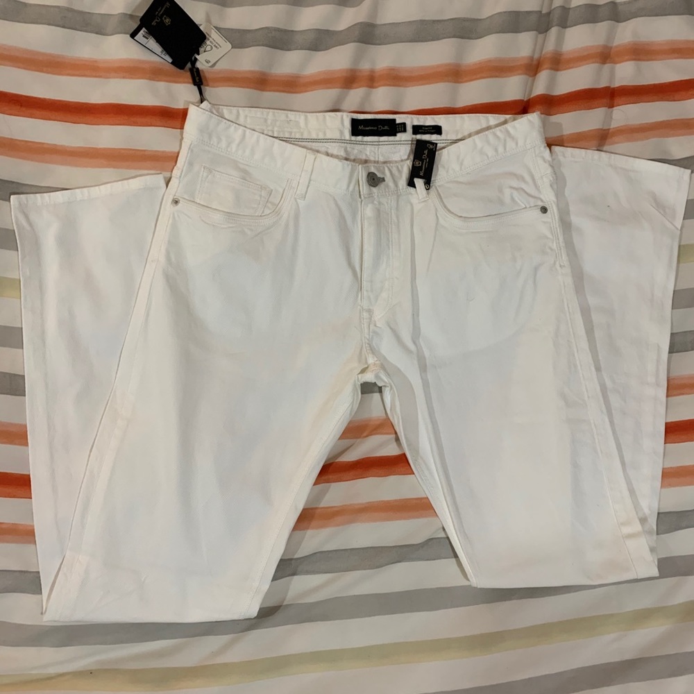 Massimo Dutti Slim Fit White Jean Pants